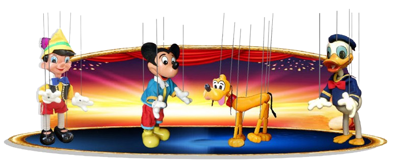 dessin animé , marionnettes à fils présenté par Bibi schott , ventriloque, magicien pour enfants, spectacle de Noël ,