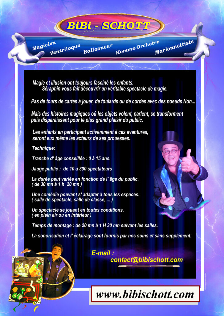 séraphin le magicien ventriloque pour enfants