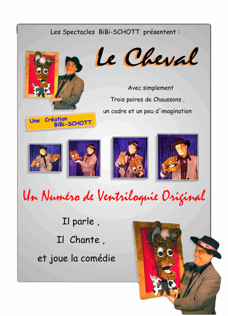 fabrication de marionnettes, le cheval, Bibi-schott, marionnette pour enfants, spectacle de magie et ventriloquie pour tous, noël